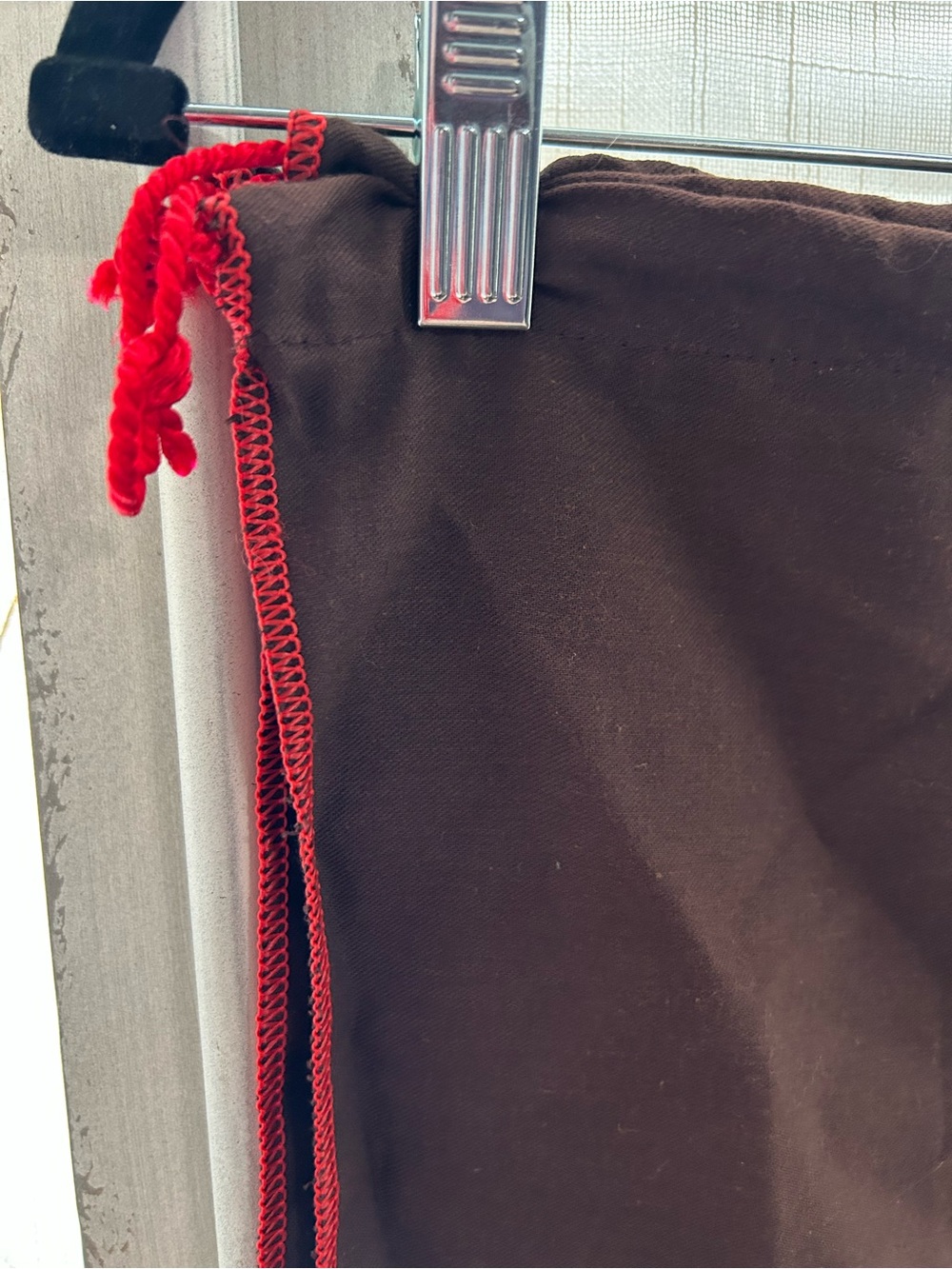 2 vintage COACH dust bags Brown with Red Trim / cinch string - Picture 5 of 6